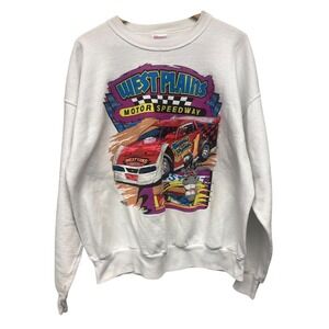 VTG Hanes Legit Speedway MO USA XL Race Car Double Sided Crewneck Sweatshirt '04